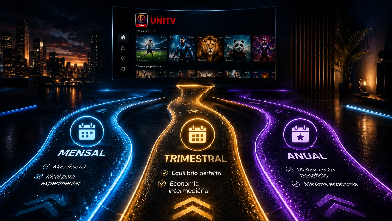 Planos UniTV 2026 mensal, trimestral e anual comparados